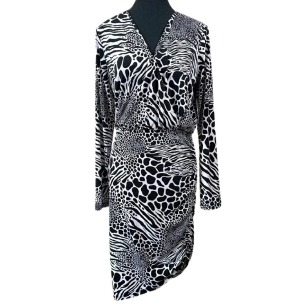 Michael Kors Womens Size Medium Animal Print Wrap Dress